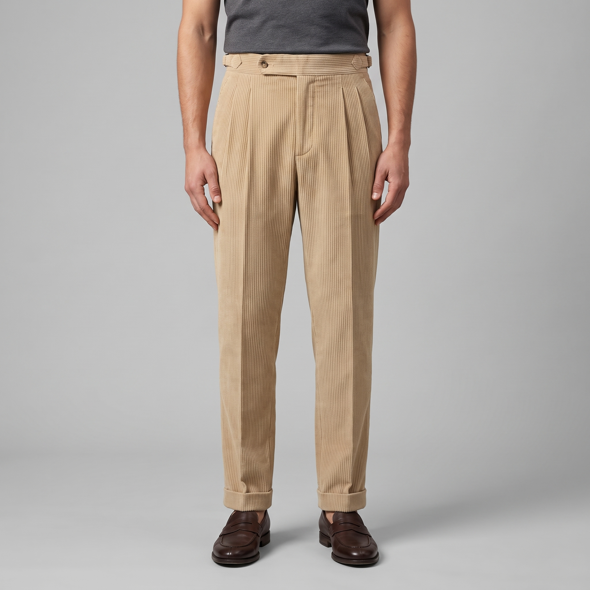 Men's Corduroy Pleated Trousers