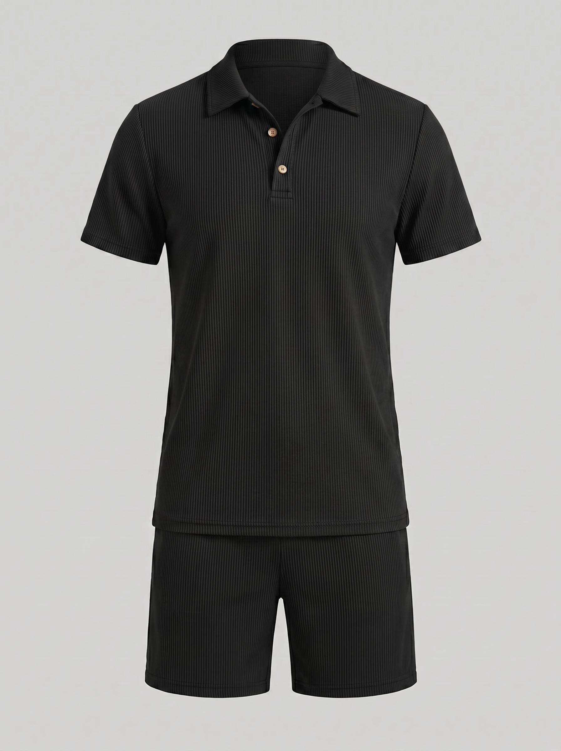 Men's Corduroy Polo and Shorts Outfit Set
