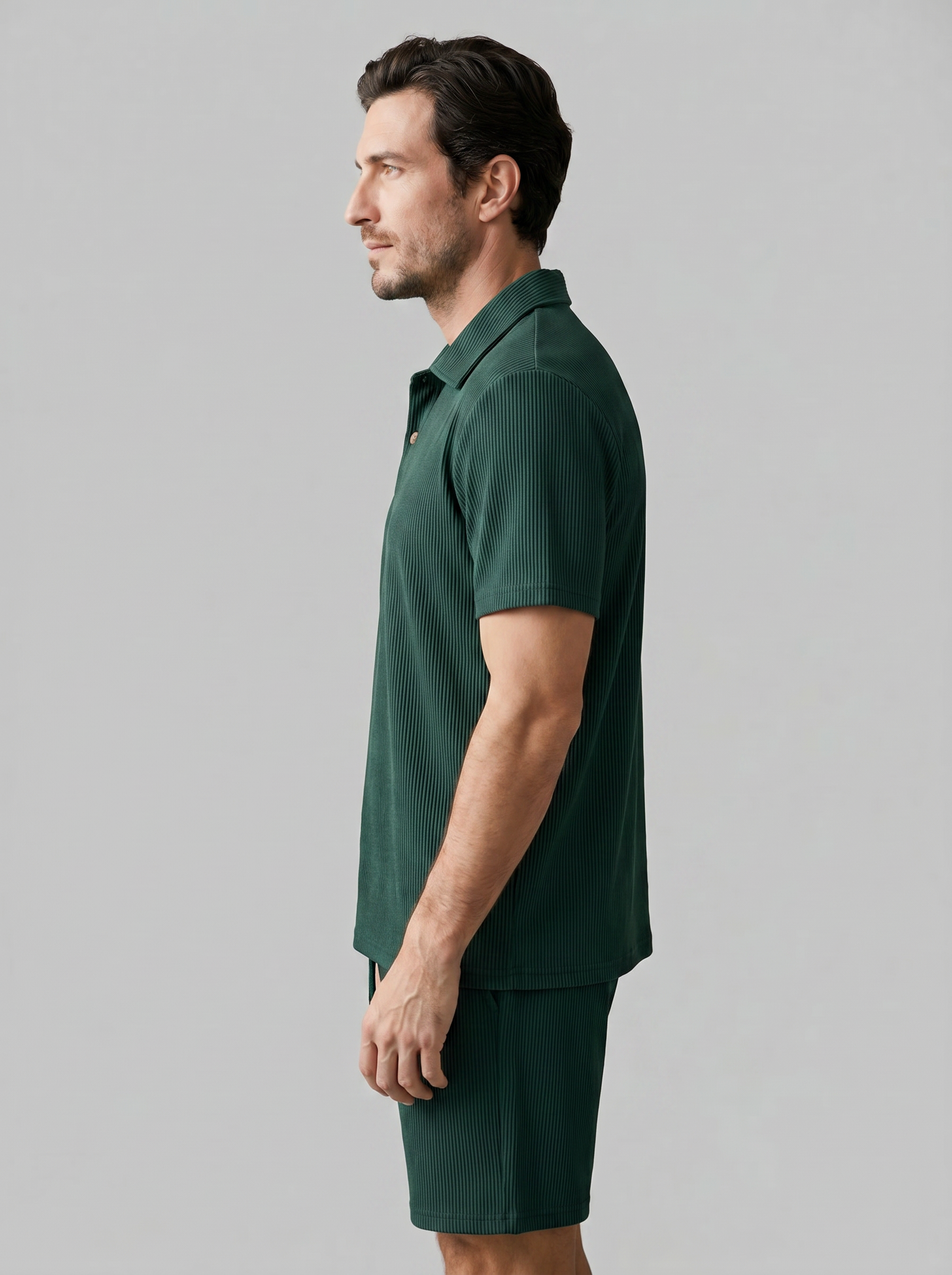 Men's Corduroy Polo and Shorts Outfit Set