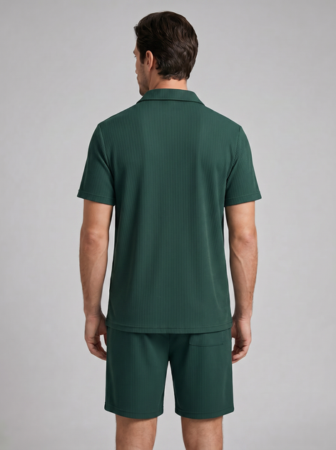 Men's Corduroy Polo and Shorts Outfit Set