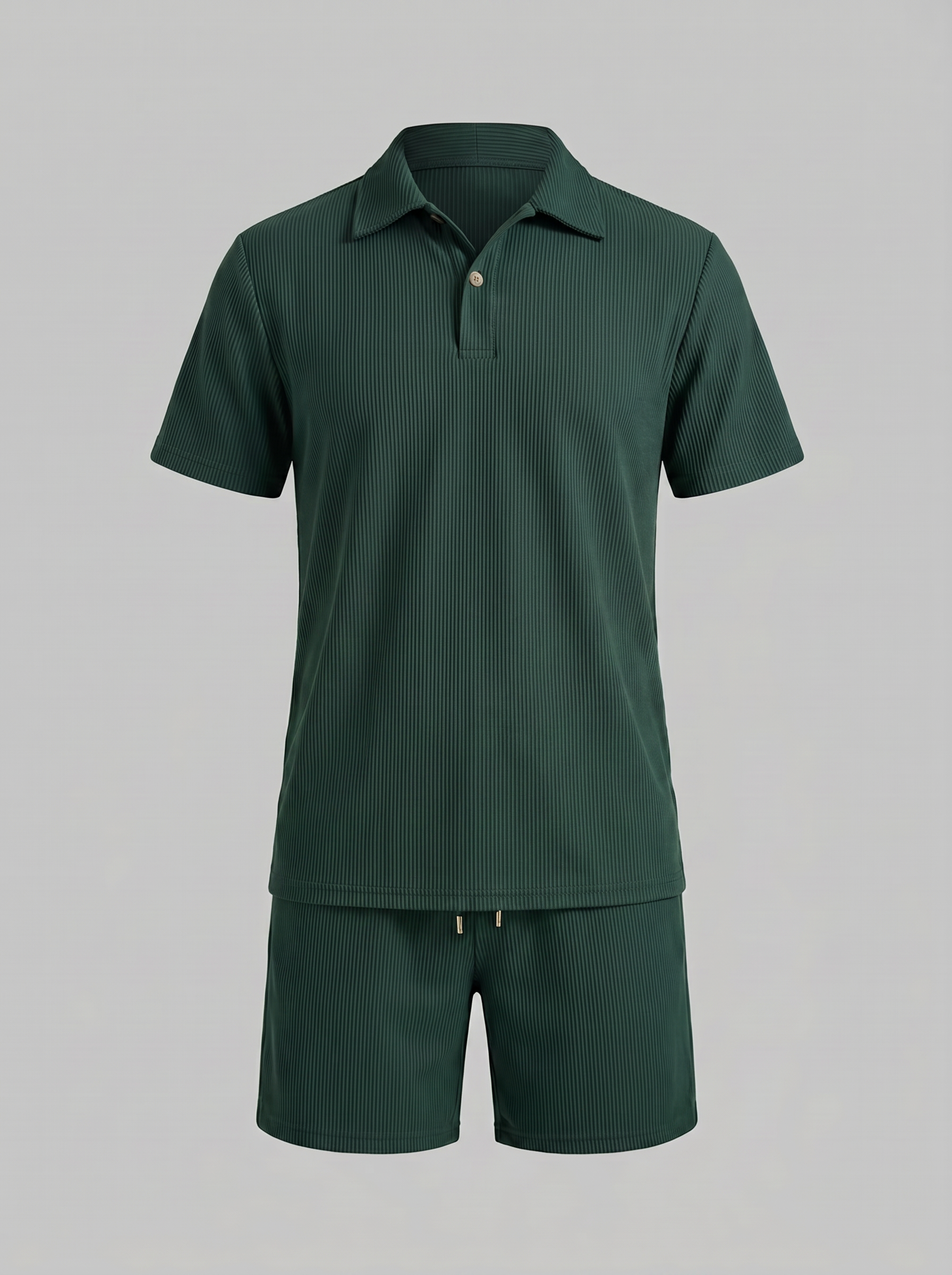 Men's Corduroy Polo and Shorts Outfit Set