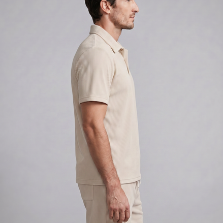 Men's Corduroy Polo and Shorts Outfit Set