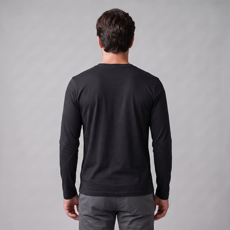 Men's Cotton Blend Long Sleeve Crew Neck Shirt