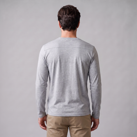 Men's Cotton Blend Long Sleeve Crew Neck Shirt