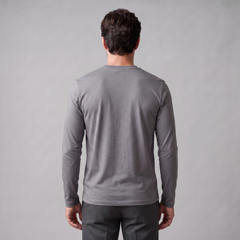 Men's Cotton Blend Long Sleeve Crew Neck Shirt