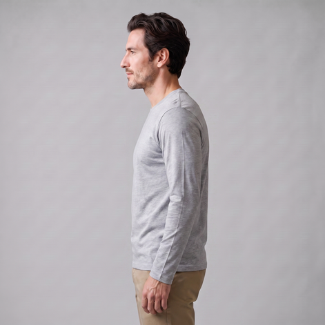 Men's Cotton Blend Long Sleeve Crew Neck Shirt
