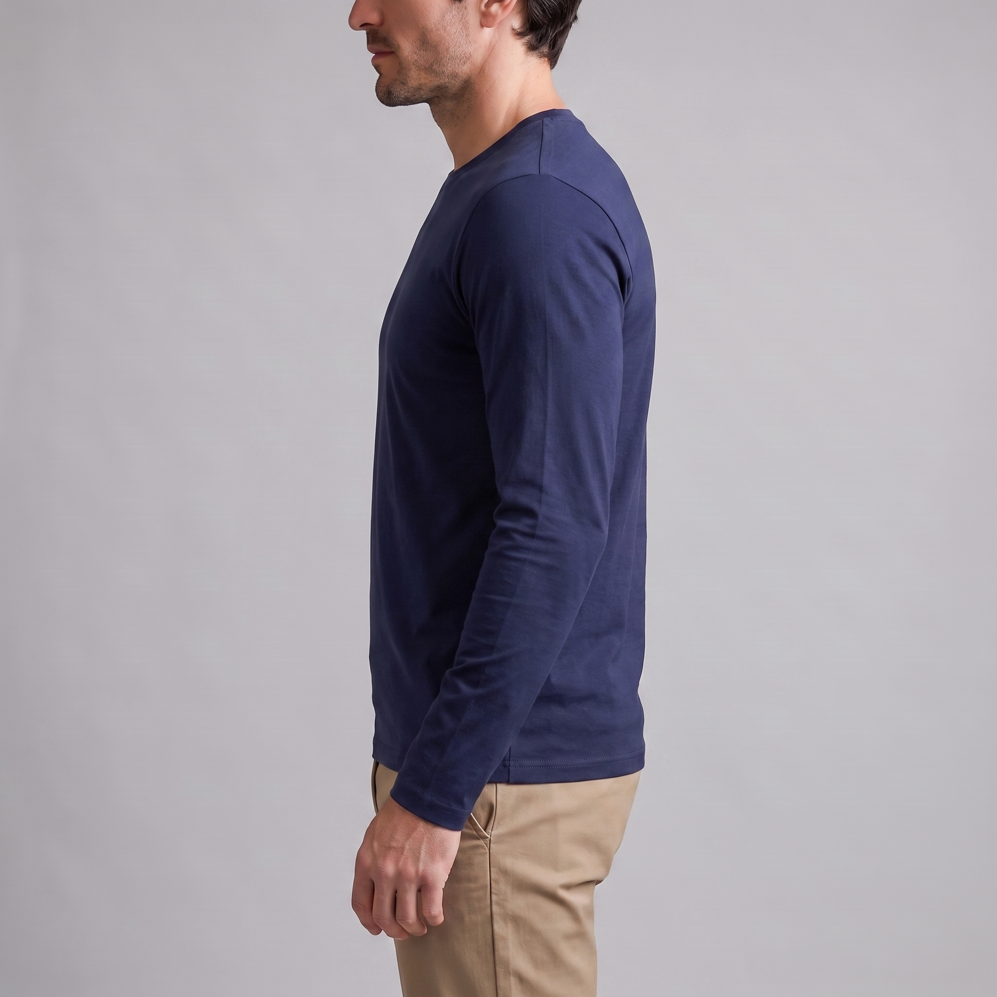 Men's Cotton Blend Long Sleeve Crew Neck Shirt