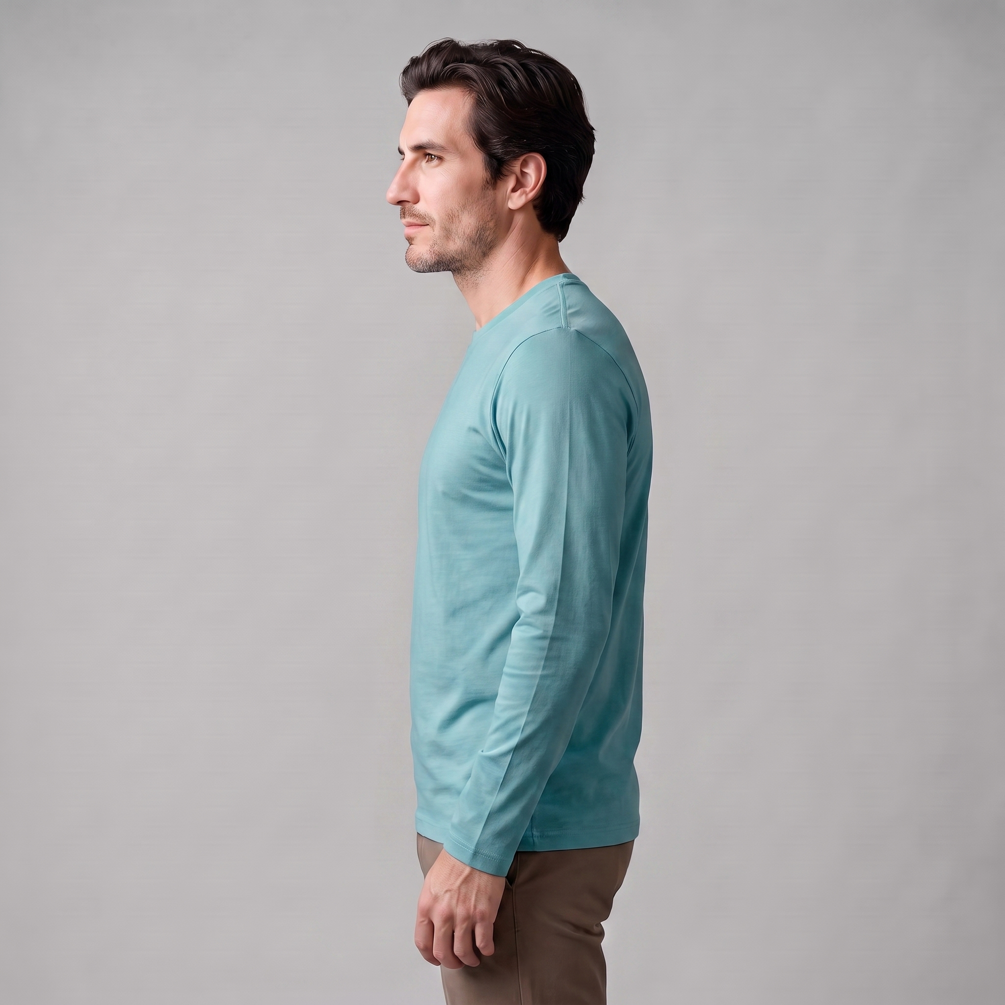 Men's Cotton Blend Long Sleeve Crew Neck Shirt
