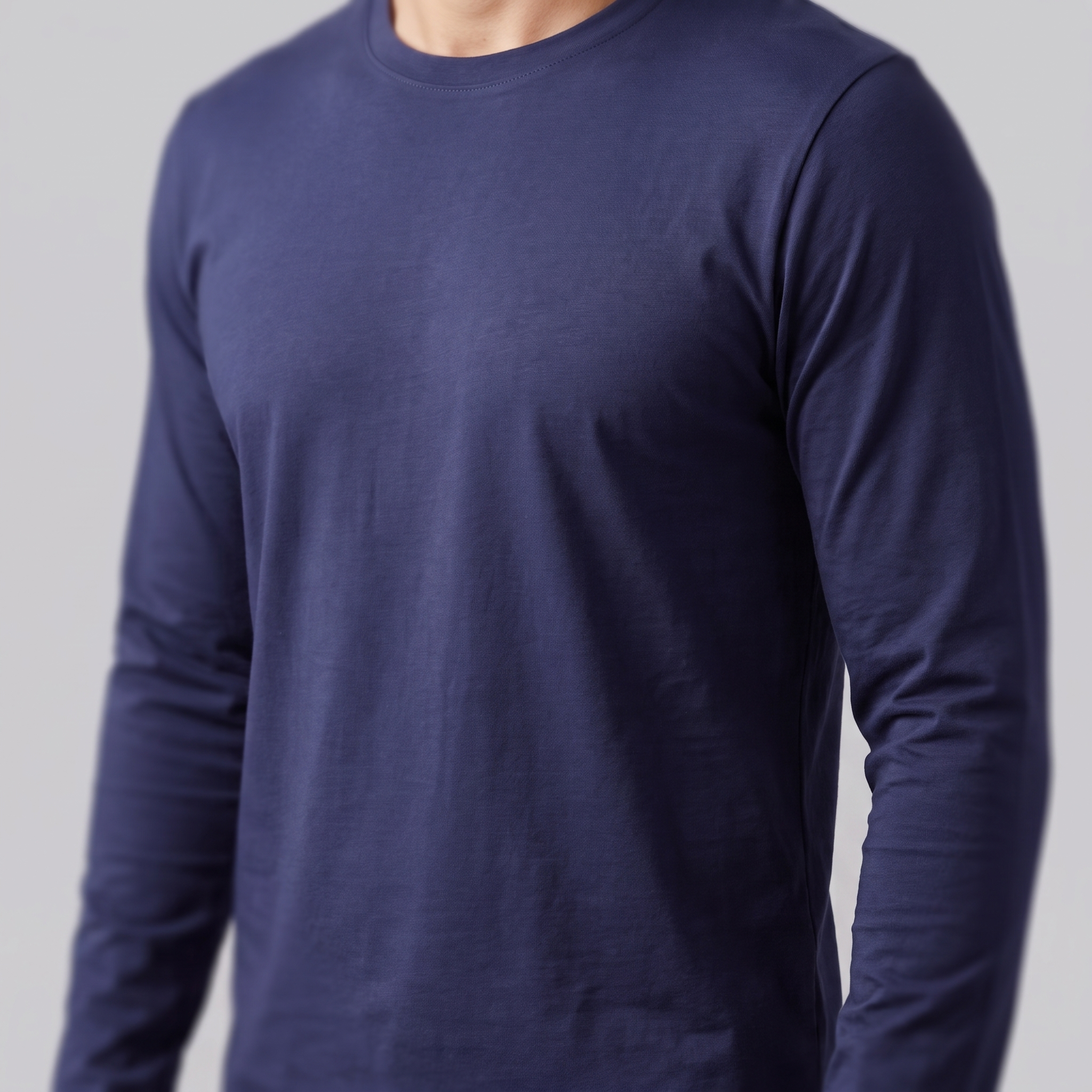 Men's Cotton Blend Long Sleeve Crew Neck Shirt