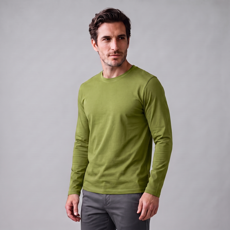 Men's Cotton Blend Long Sleeve Crew Neck Shirt