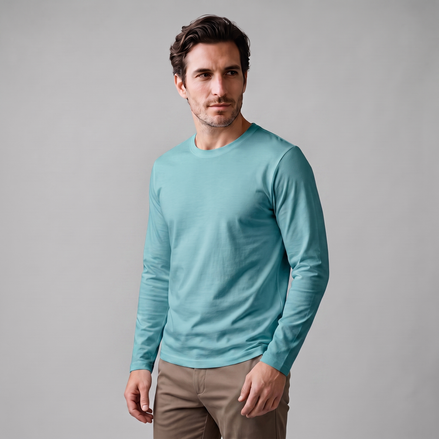 Men's Cotton Blend Long Sleeve Crew Neck Shirt