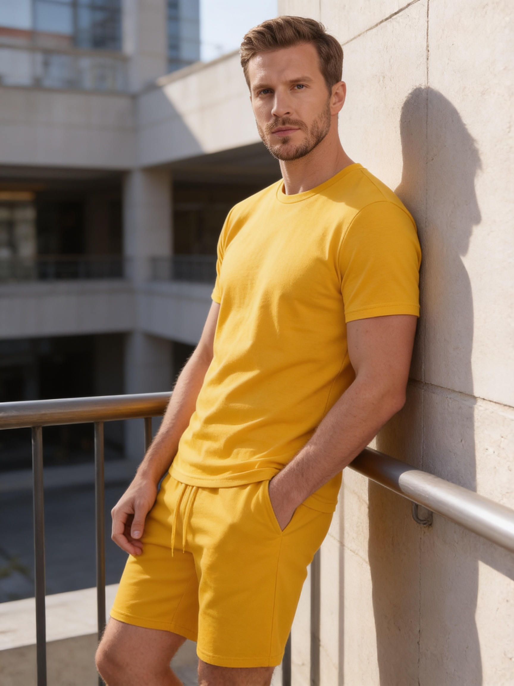 Men's Cotton Blend T-Shirt and Shorts Co-Ord Set