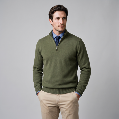 Men's Cotton Half-Zip Sweater