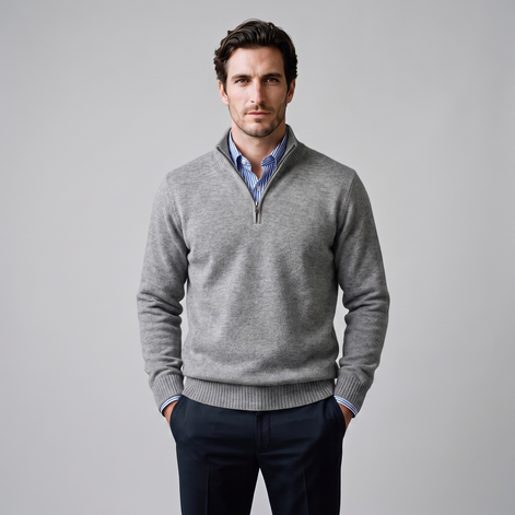 Men's Cotton Half-Zip Sweater