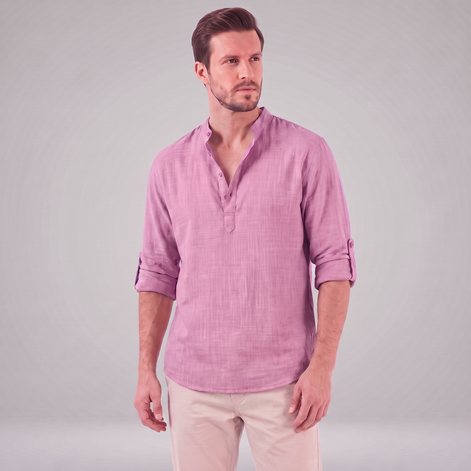 Men's Cotton Popover Henley Shirt
