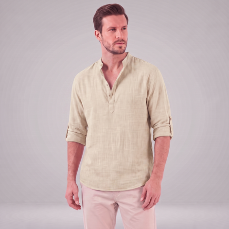 Men's Cotton Popover Henley Shirt