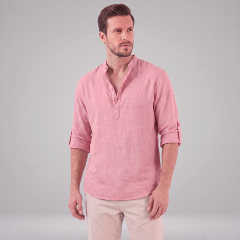 Men's Cotton Popover Henley Shirt