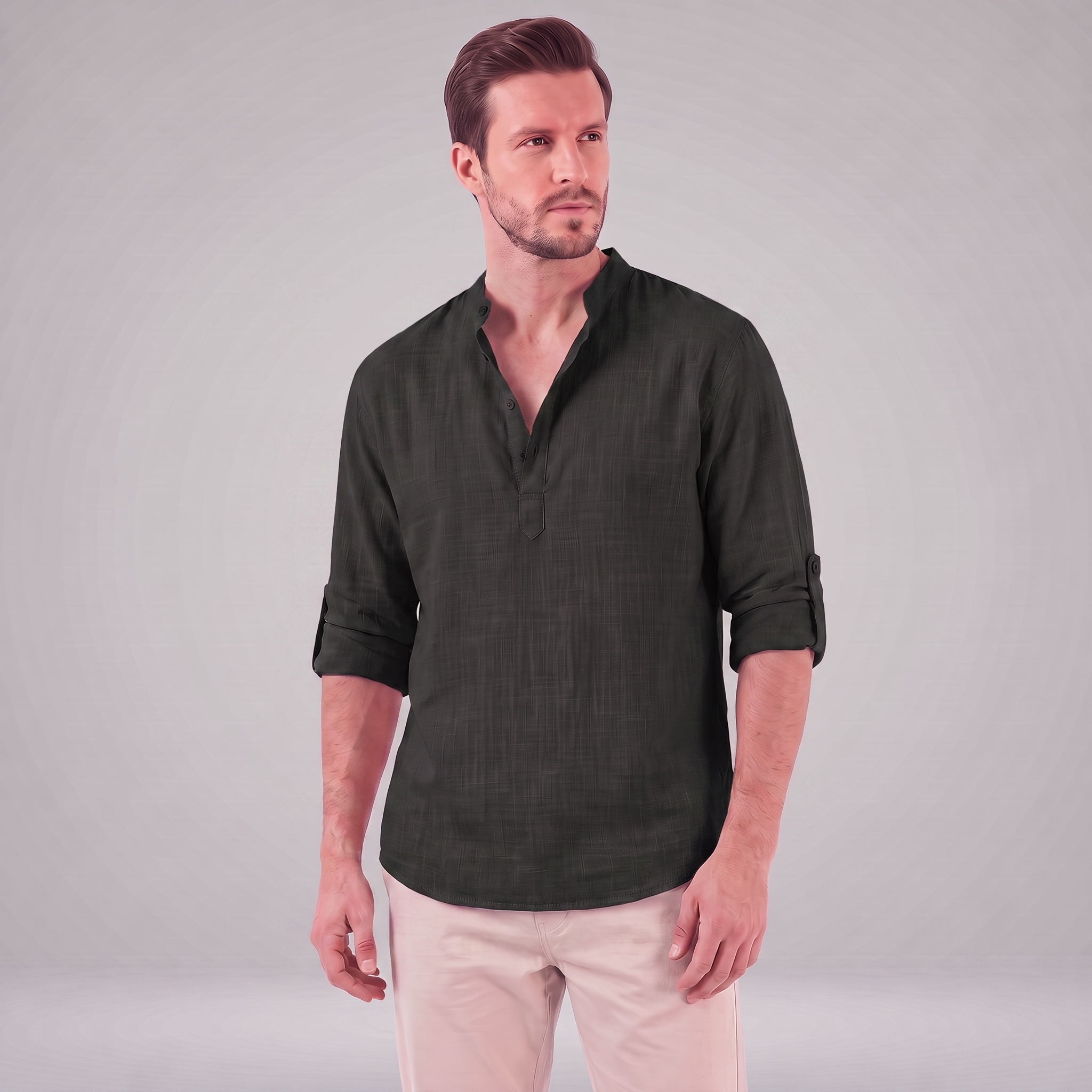 Men's Cotton Popover Henley Shirt