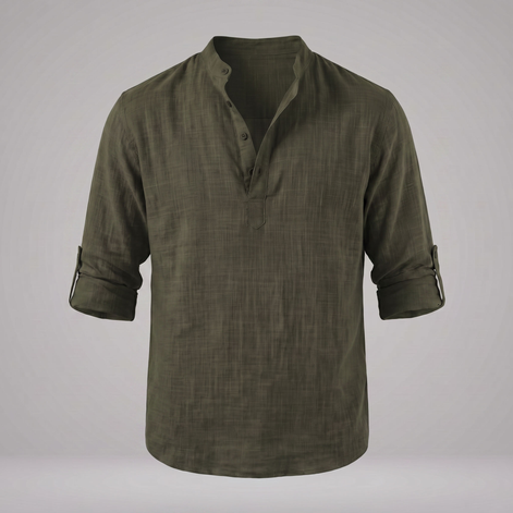 Men's Cotton Popover Henley Shirt