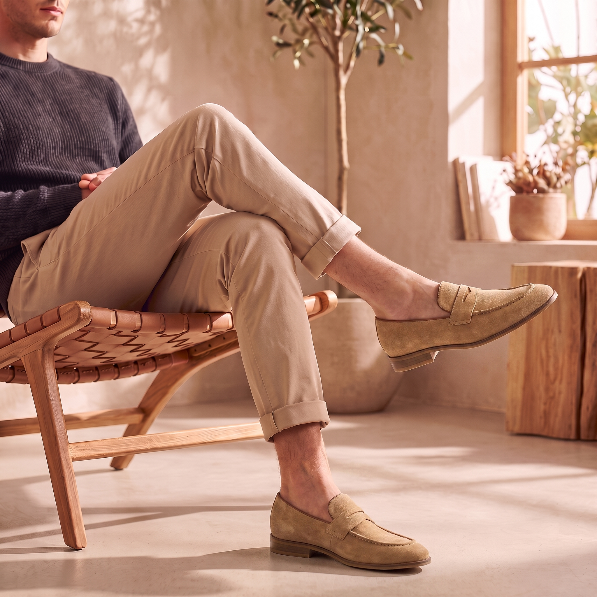 Men's Cowhide Suede Penny Loafers