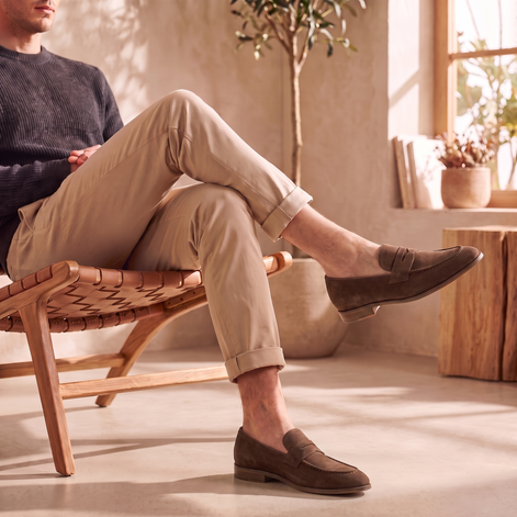 Men's Cowhide Suede Penny Loafers