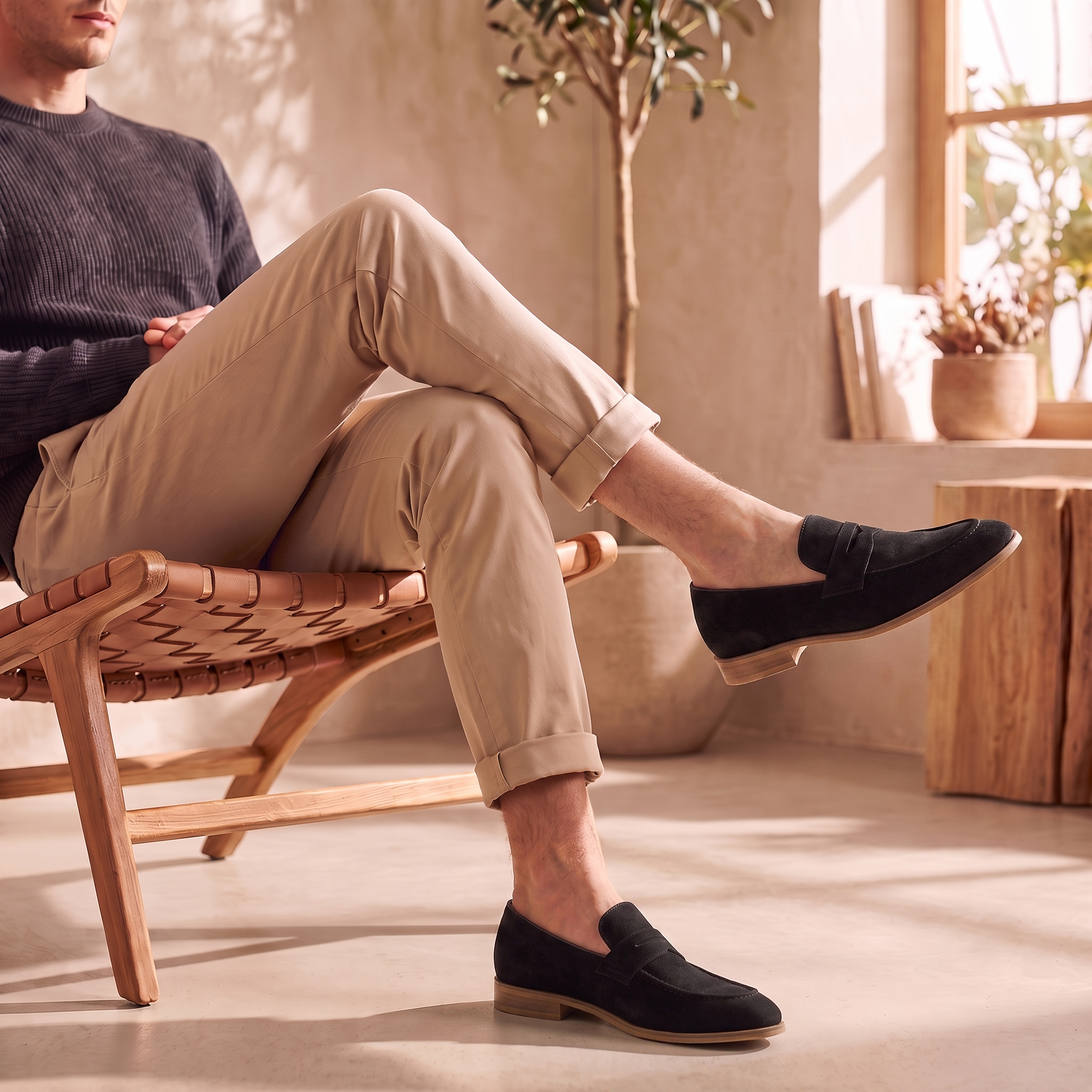 Men's Cowhide Suede Penny Loafers