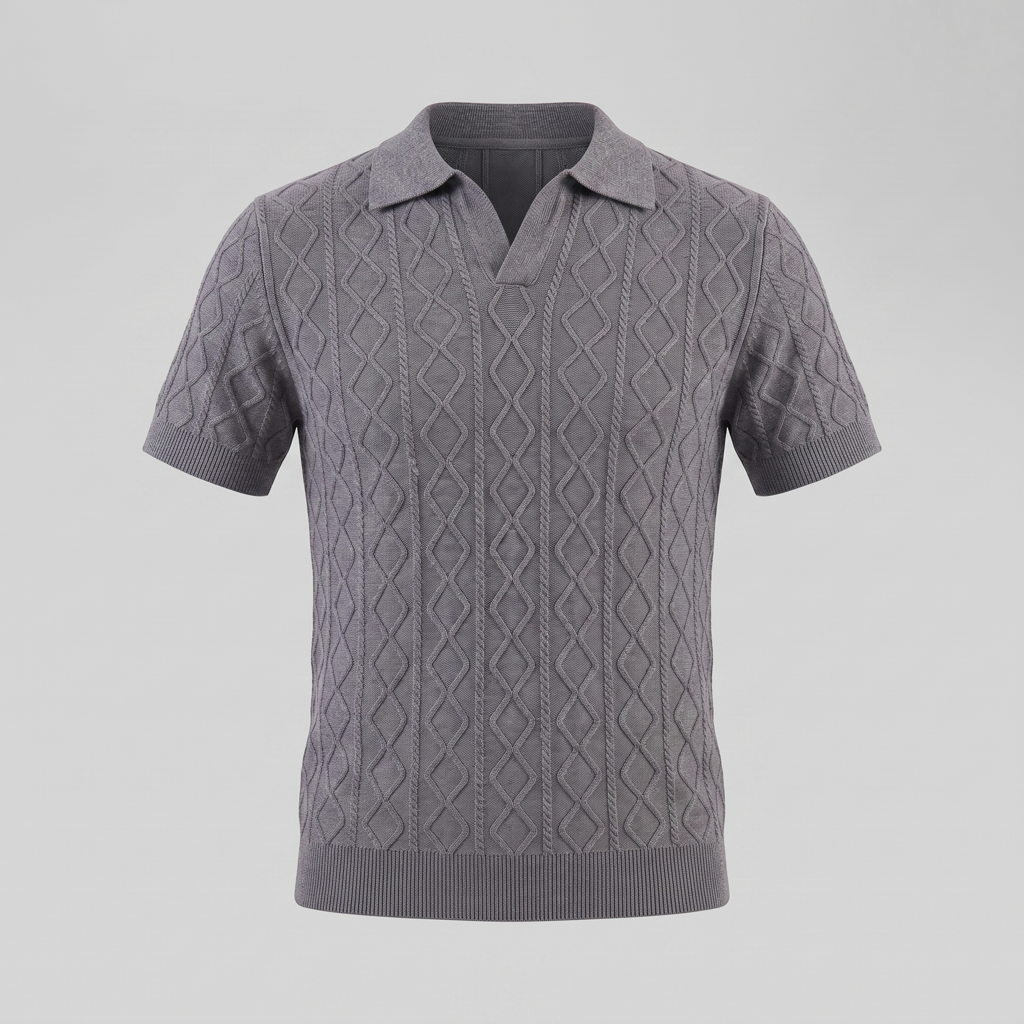 Men's Diamond Cable Knit Polo