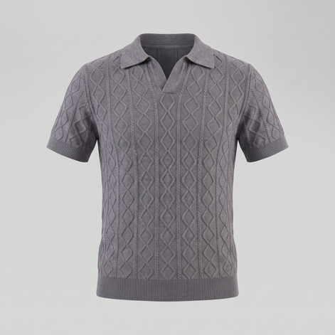 Men's Diamond Cable Knit Polo