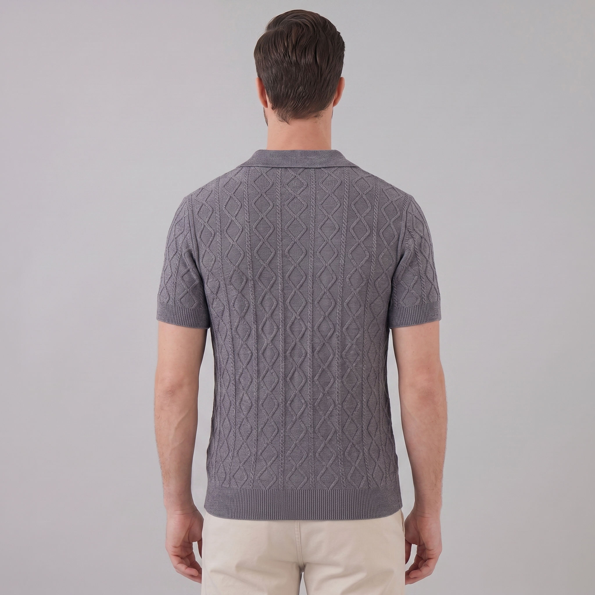 Men's Diamond Cable Knit Polo