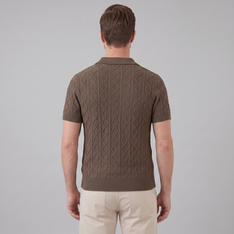 Men's Diamond Cable Knit Polo