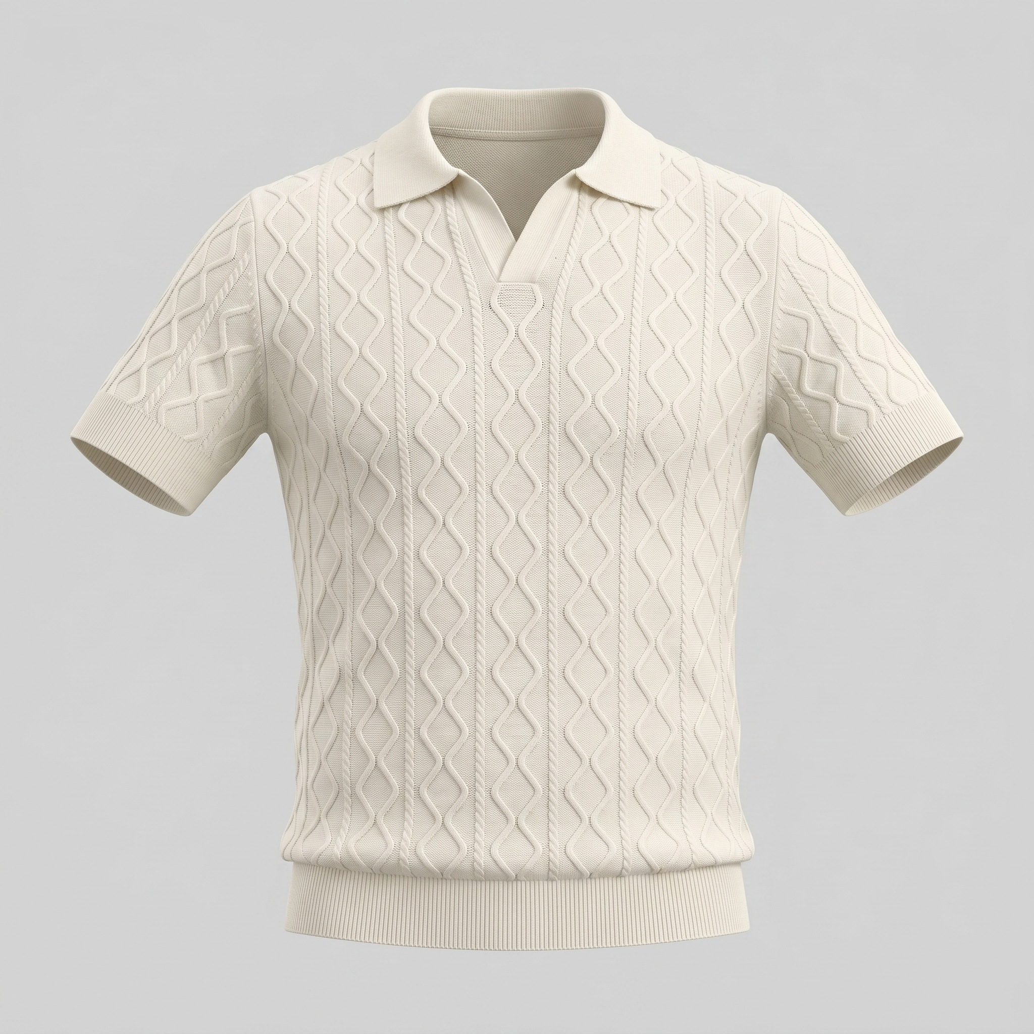 Men's Diamond Cable Knit Polo