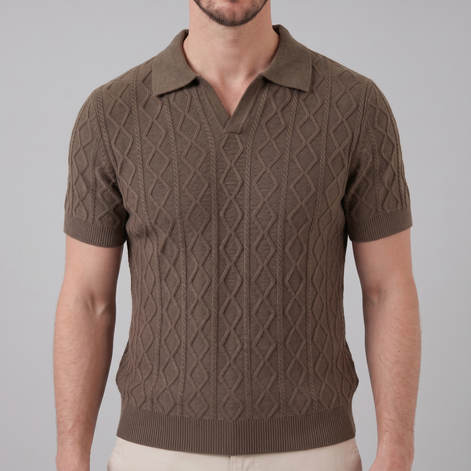 Men's Diamond Cable Knit Polo