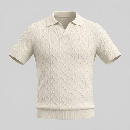 Men's Diamond Cable Knit Polo