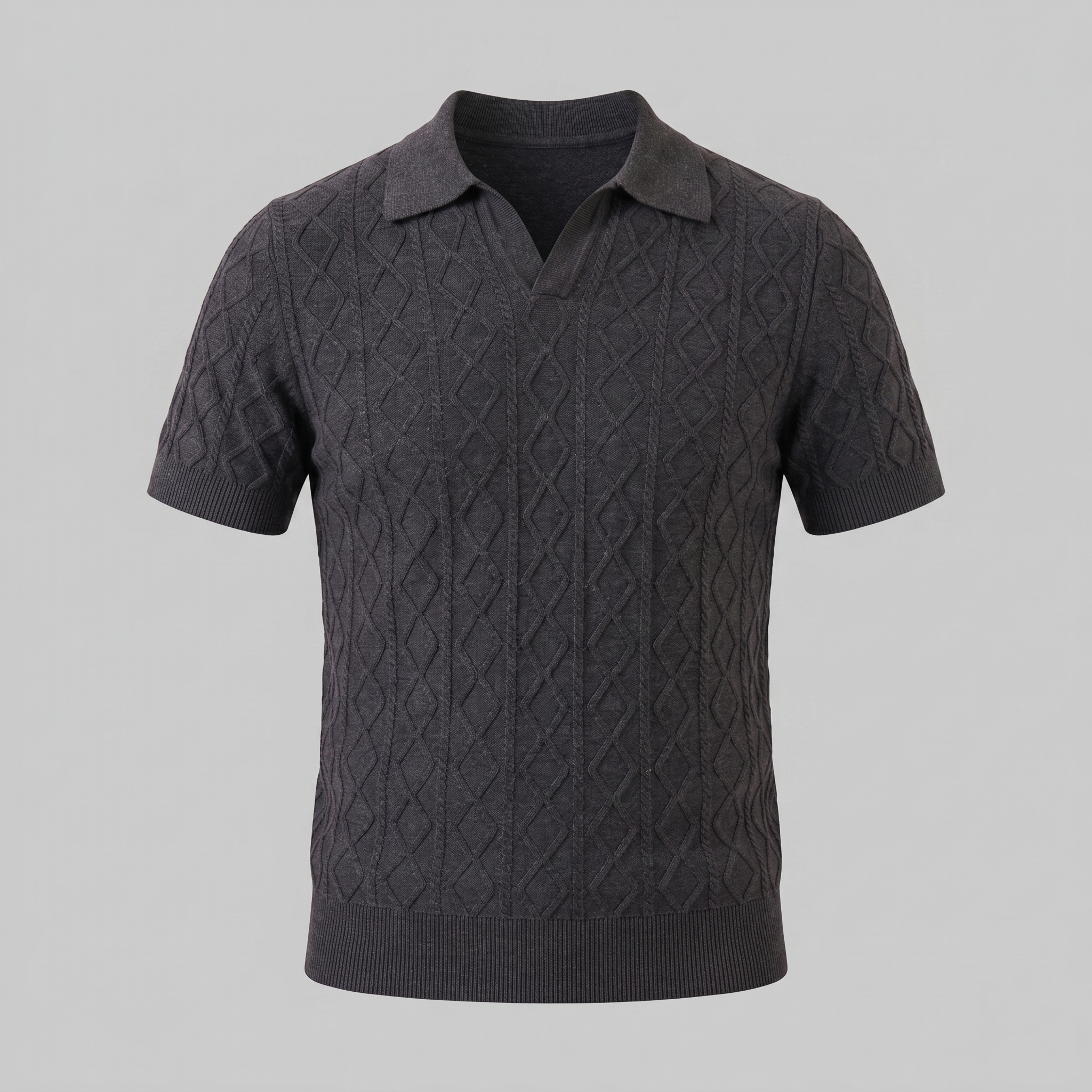 Men's Diamond Cable Knit Polo