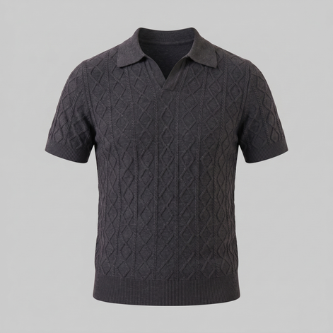 Men's Diamond Cable Knit Polo