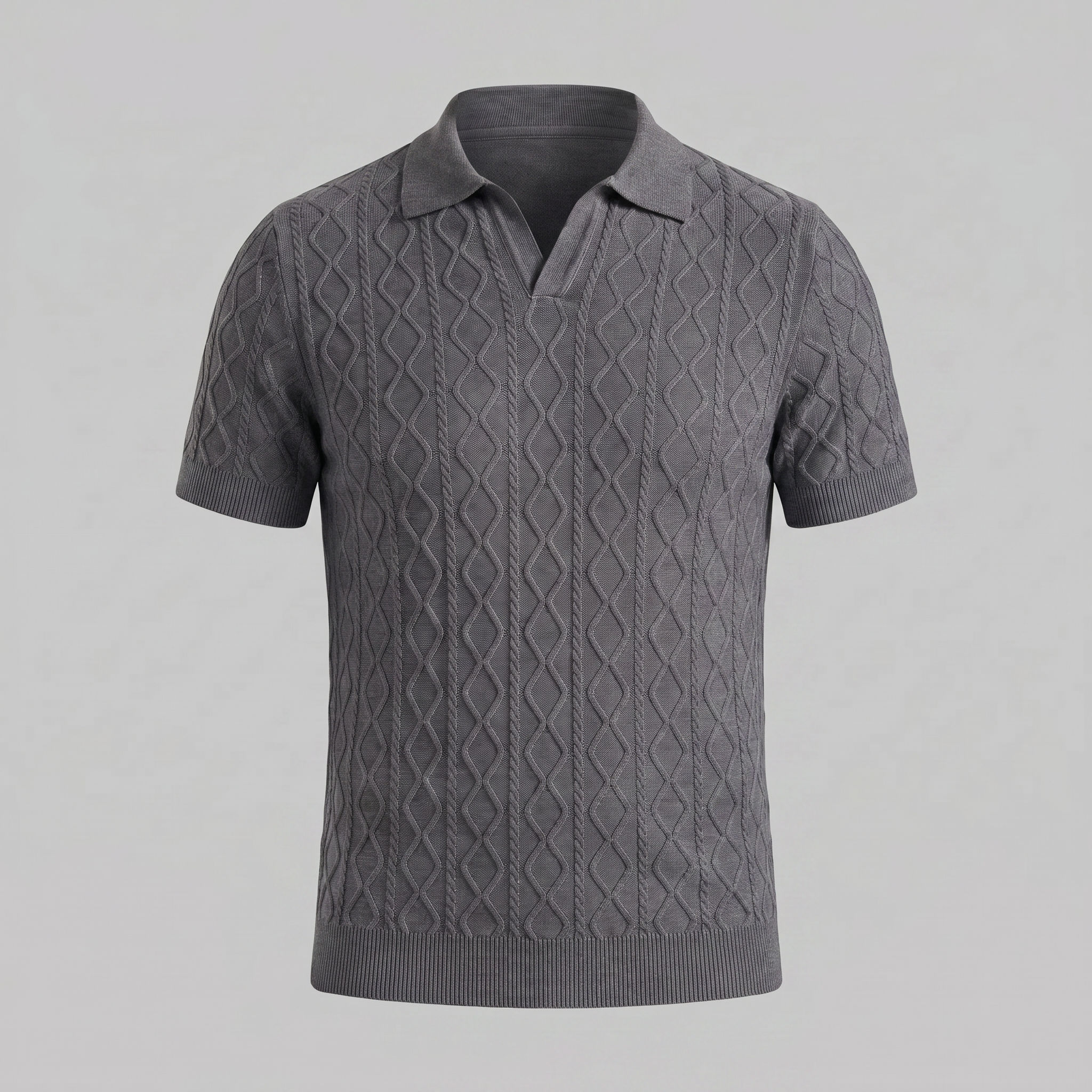 Men's Diamond Cable Knit Polo Shirt