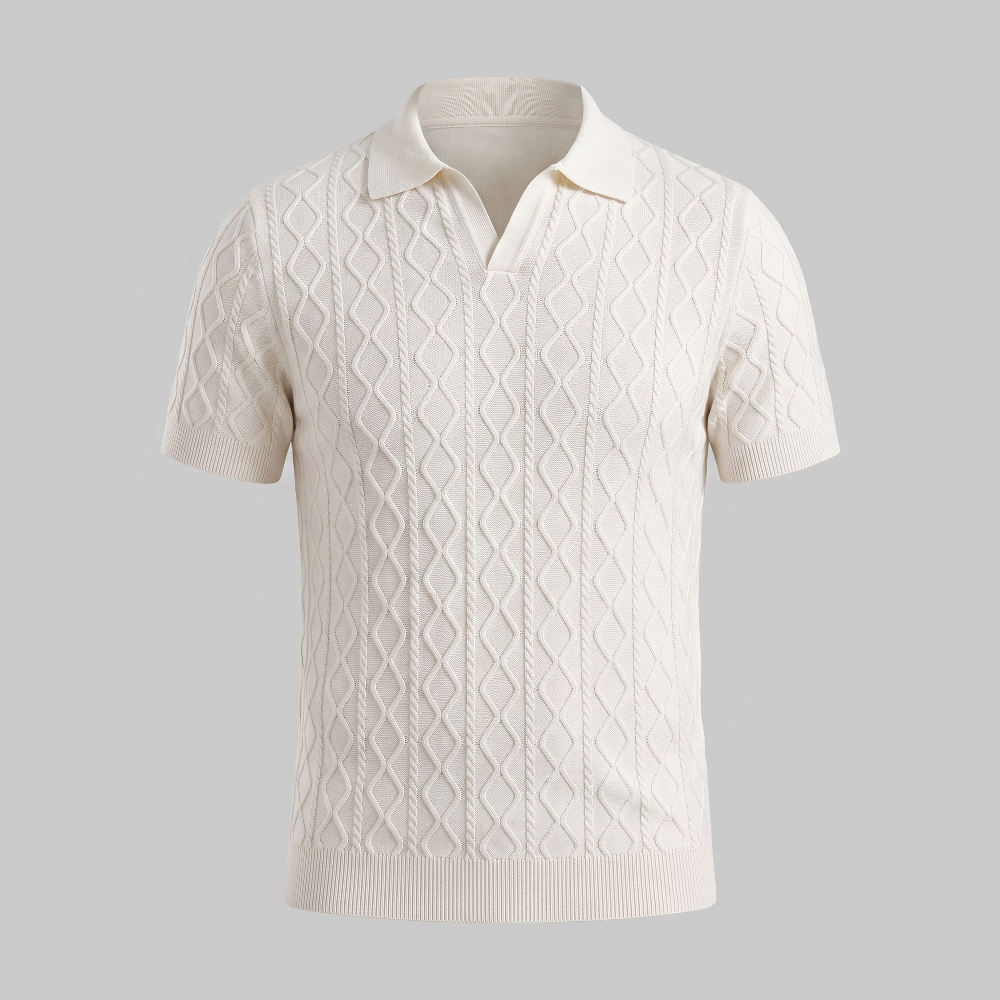 Men's Diamond Cable Knit Polo Shirt