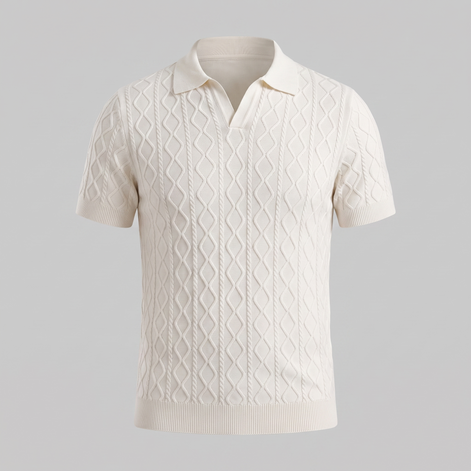 Men's Diamond Cable Knit Polo Shirt