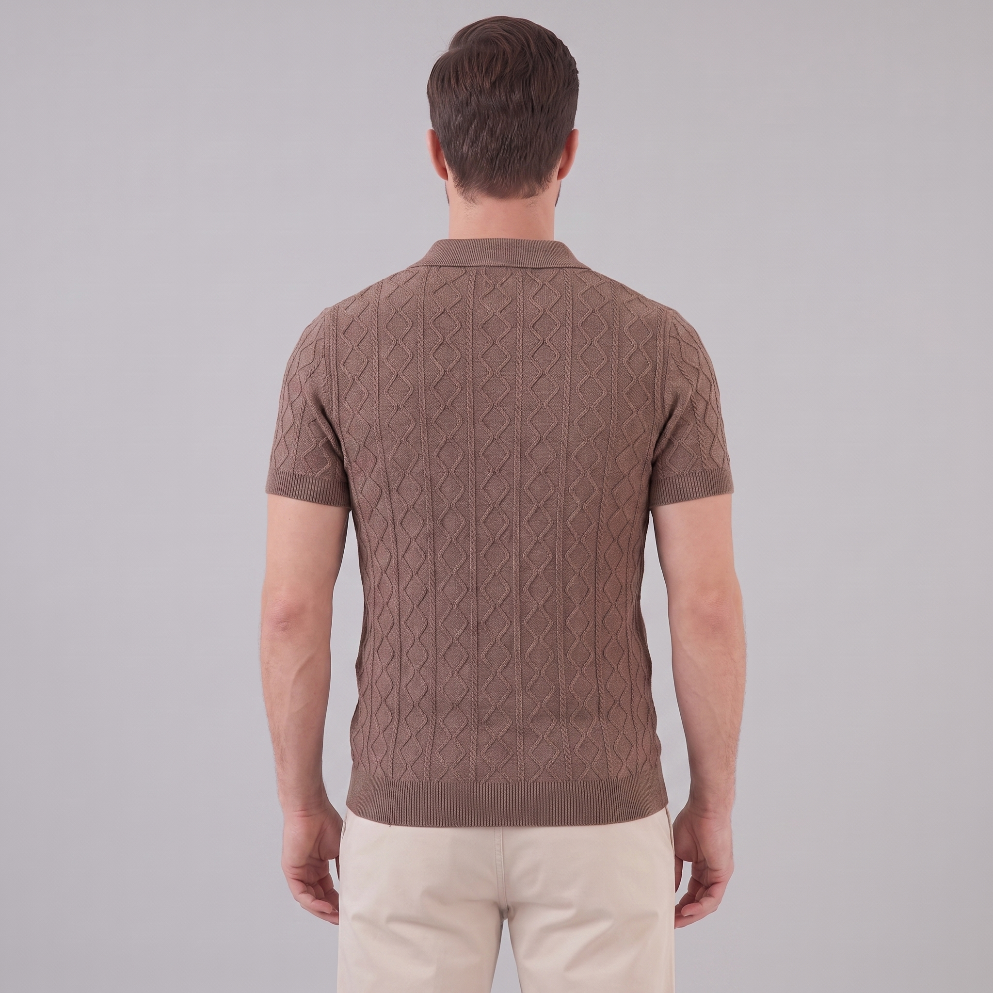 Men's Diamond Cable Knit Polo Shirt