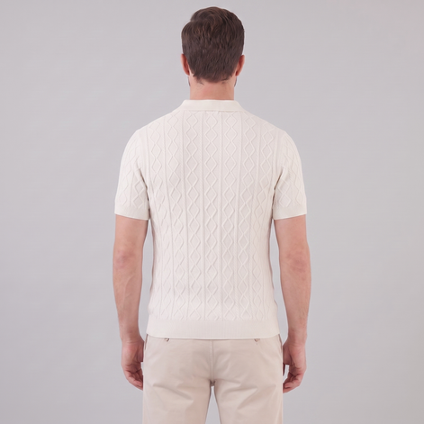 Men's Diamond Cable Knit Polo Shirt
