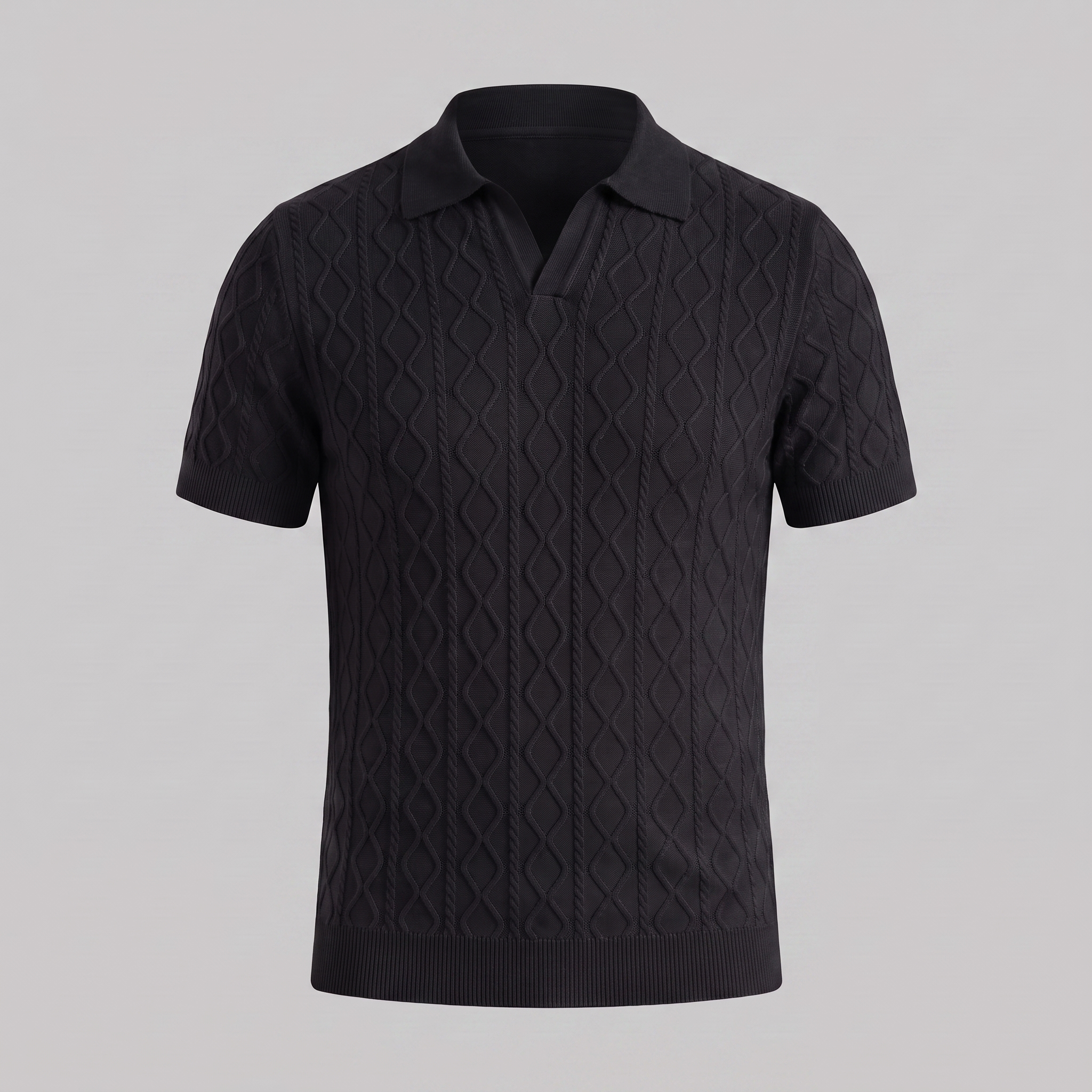 Men's Diamond Cable Knit Polo Shirt