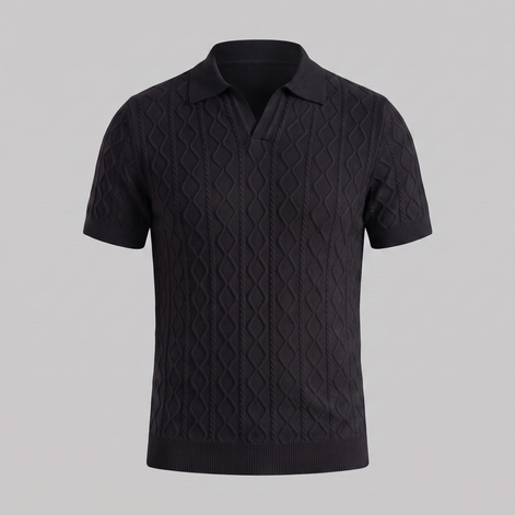 Men's Diamond Cable Knit Polo Shirt