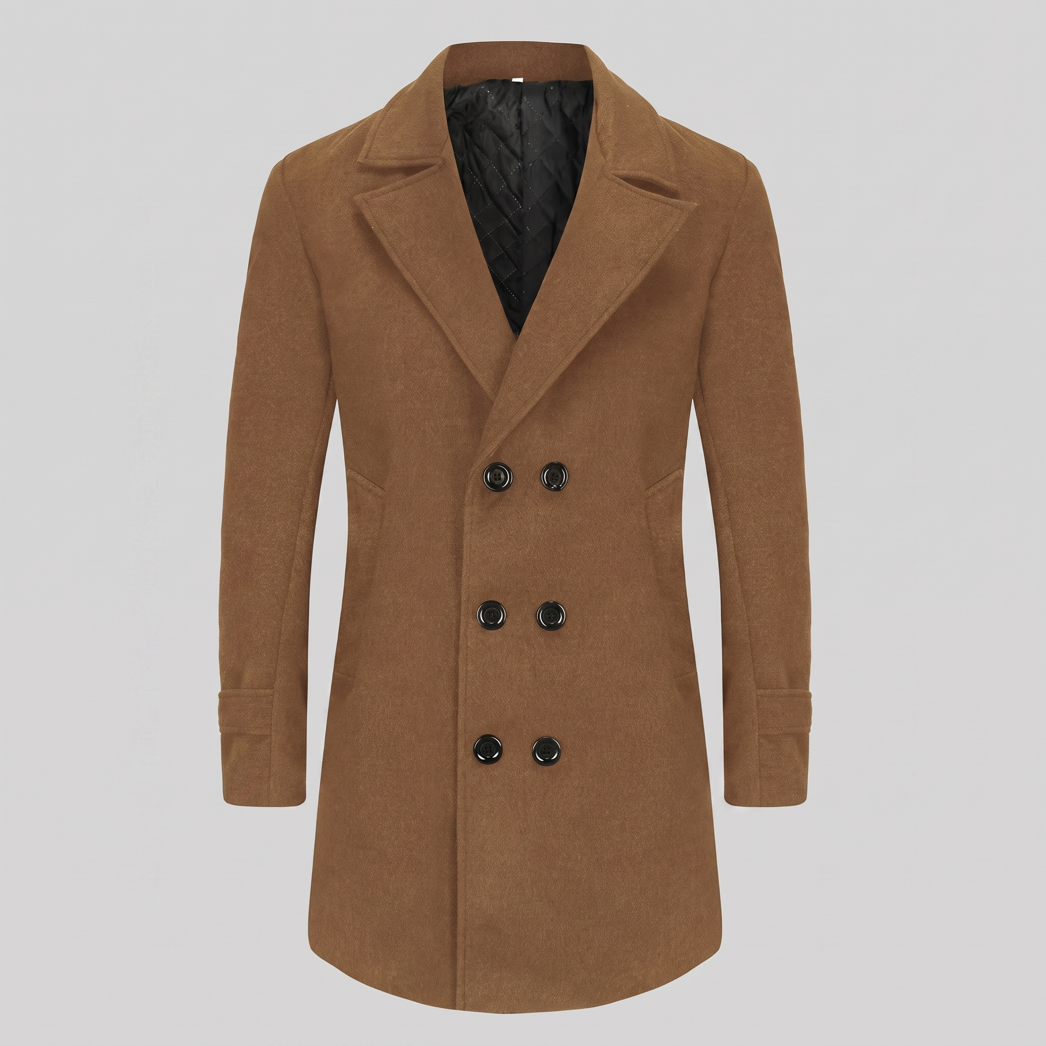 Men's Double-Breasted Wool-Look Coat