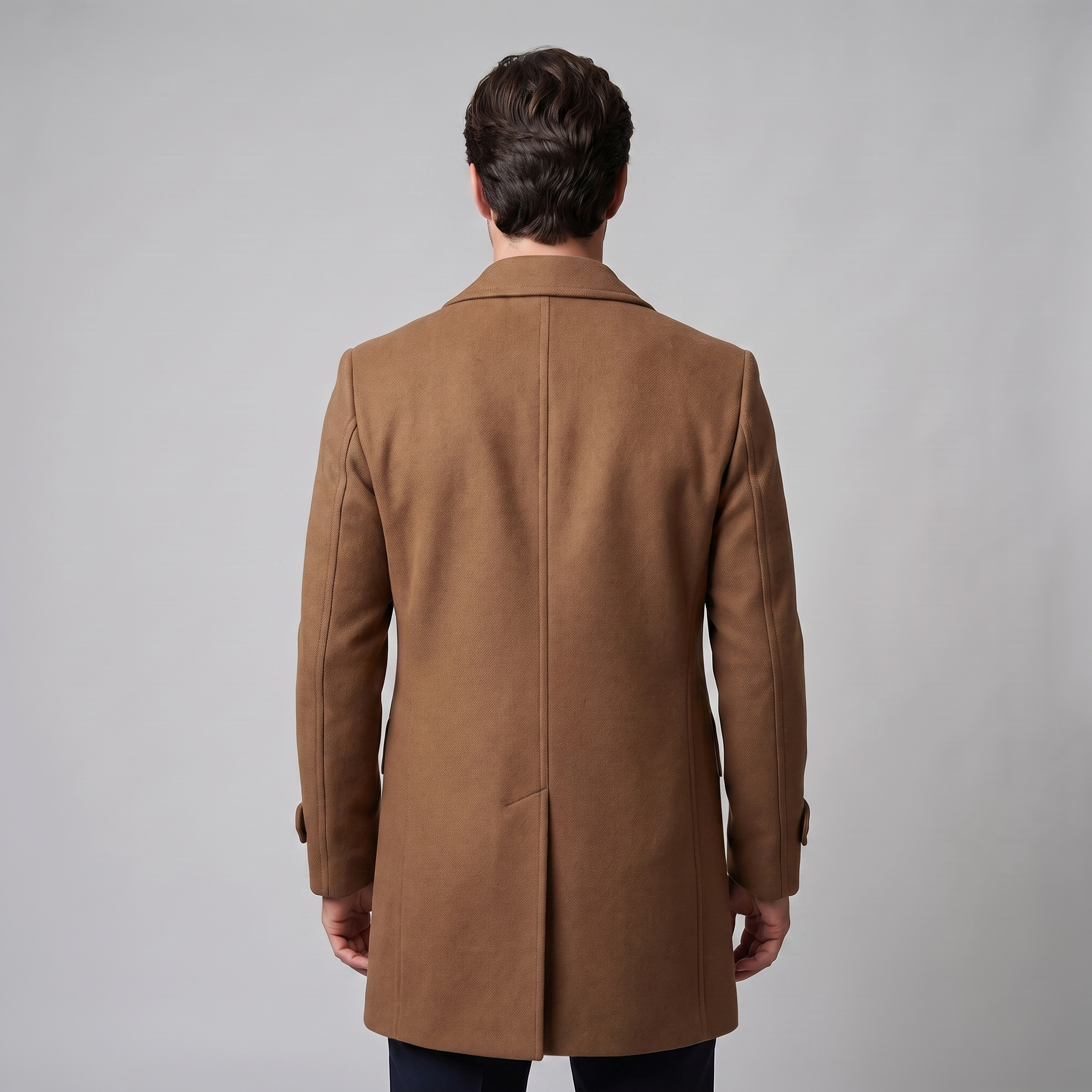 Men's Double-Breasted Wool-Look Coat