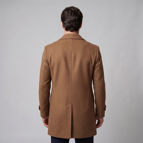Men's Double-Breasted Wool-Look Coat