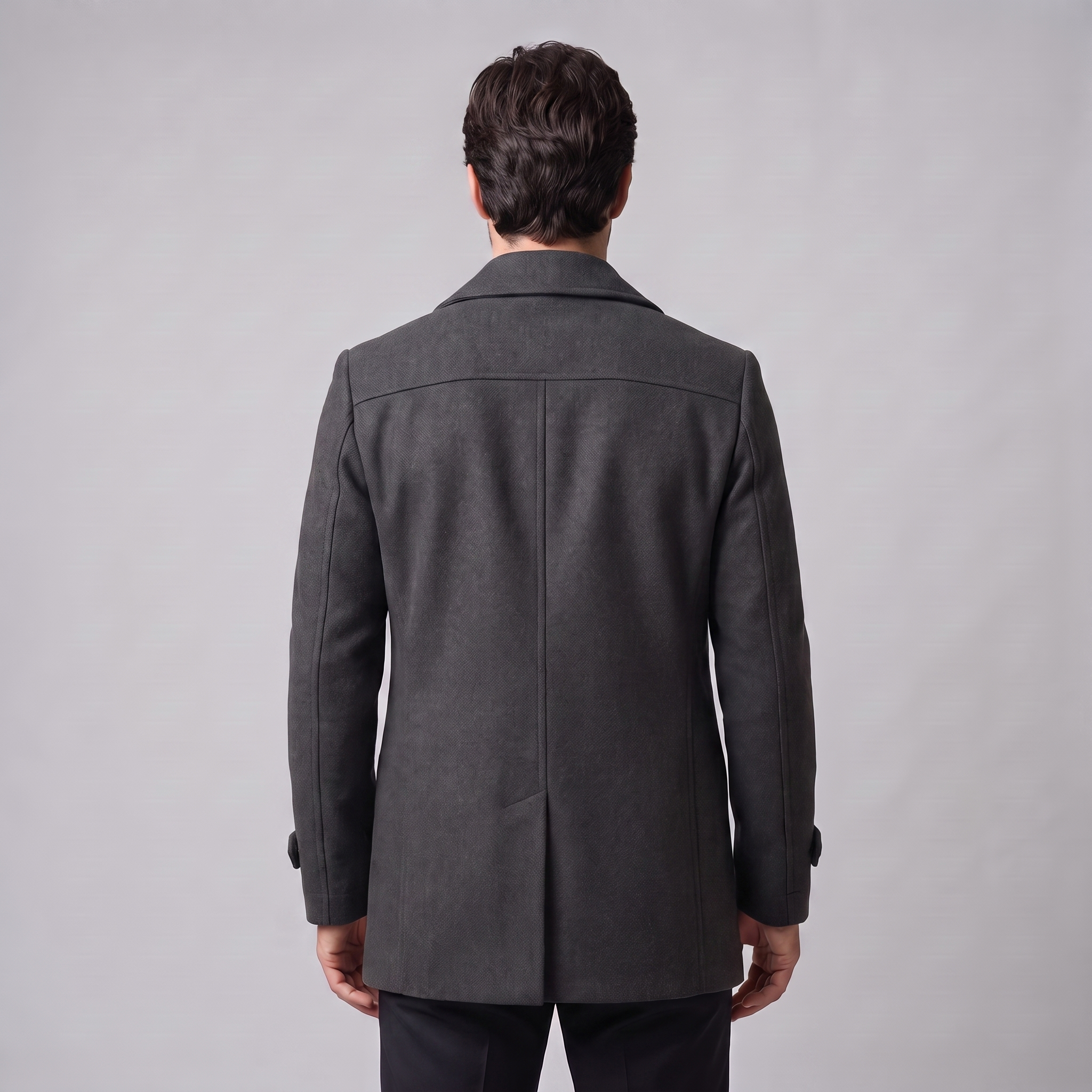 Men's Double-Breasted Wool-Look Coat