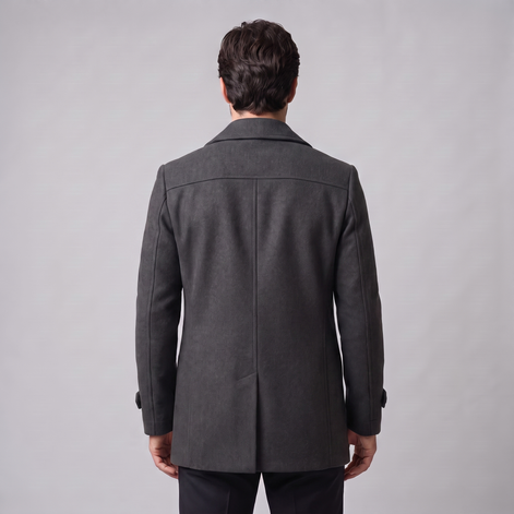 Men's Double-Breasted Wool-Look Coat