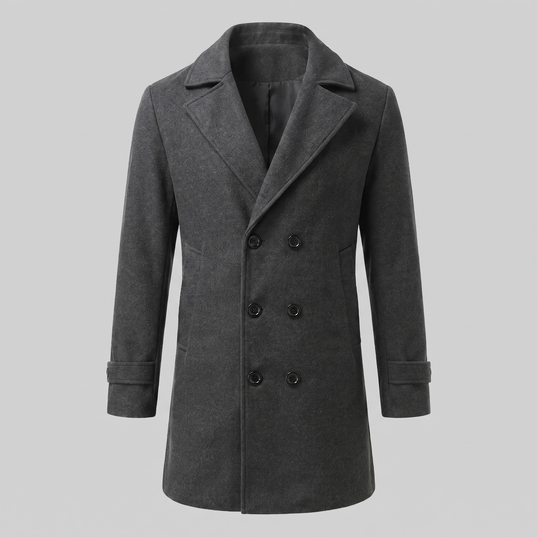 Men's Double-Breasted Wool-Look Coat