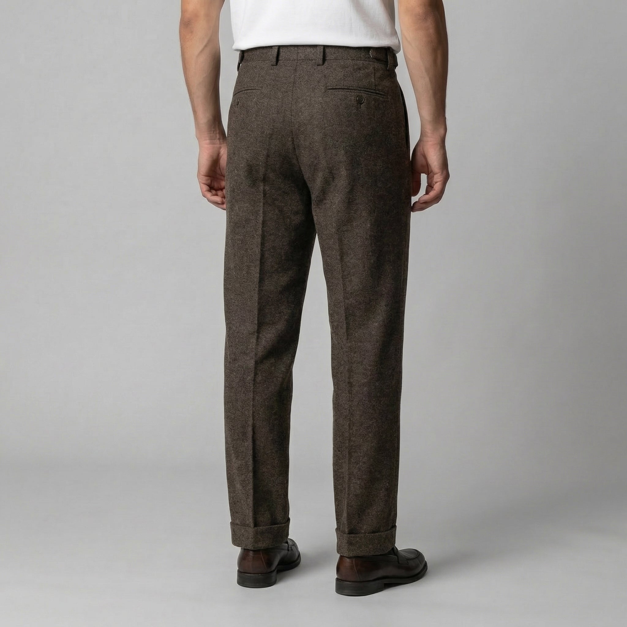 Men's Elegant Pleated Trousers with Side Adjuster