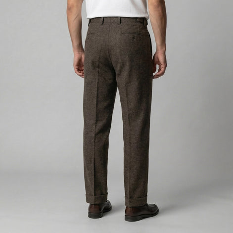 Men's Elegant Pleated Trousers with Side Adjuster